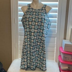 Patterned Blue Midi Dress